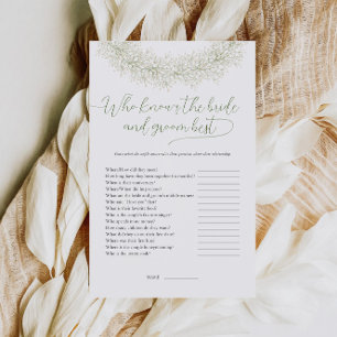 Prospectus 14 Cm X 21,6 Cm Qui connaît le mieux les mariés Jeu de mariage