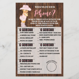 Prospectus 14 Cm X 21,6 Cm Quoi sur votre téléphone Cowgirl Baby shower carte