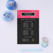 Prospectus 14 Cm X 21,6 Cm Raspberry Glitter Tarifs et Prestations du Salon (Simple)