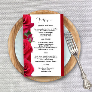 Prospectus 14 Cm X 21,6 Cm Red Roses Budget Mariage Menu Modèle Papier