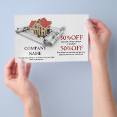 Prospectus 14 Cm X 21,6 Cm Réparation des toits rénovation des maisons (Poignée)