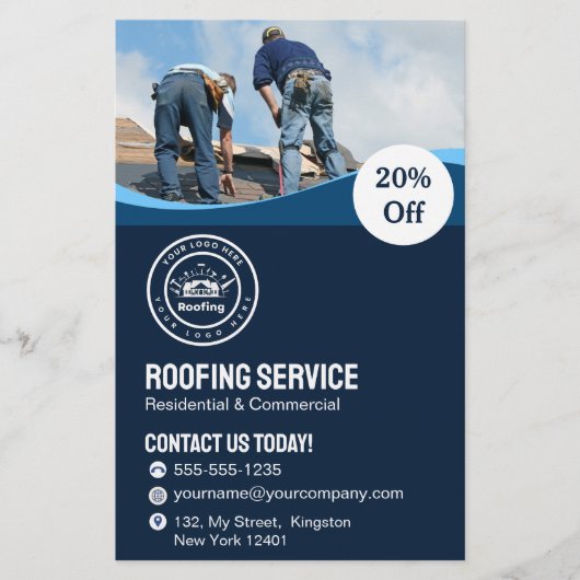 Prospectus 14 Cm X 21,6 Cm Roofing Company | Custom Logo Services (Devant)