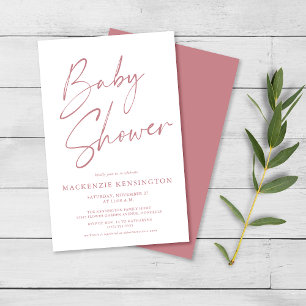 Prospectus 14 Cm X 21,6 Cm Rose Dusty Budget Mauve Script Baby shower FLYER