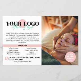 Prospectus 14 Cm X 21,6 Cm Rose Pâle Vos Photos de Logo QR Spa Salon