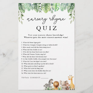 Prospectus 14 Cm X 21,6 Cm Safari Baby shower Jeu Nursery Rhyme Quiz Flyer