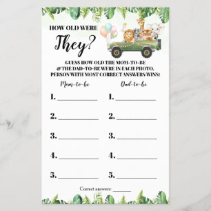 Prospectus 14 Cm X 21,6 Cm Safari Quel Âge Ont-Ils Été Baby shower Carte De J