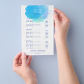 Prospectus 14 Cm X 21,6 Cm Salon d'aquarelle bleu Menu Service (Poignée)