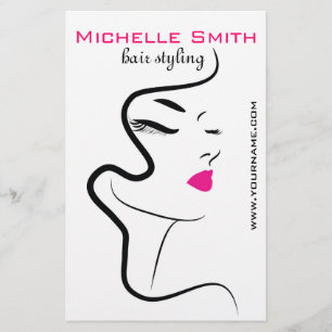 Prospectus 14 Cm X 21,6 Cm Salon de Beauté Moderne Minimaliste Cheveux Rose N