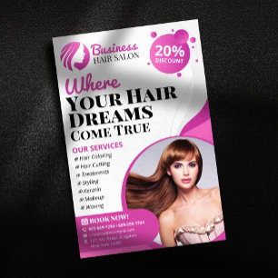 Prospectus 14 Cm X 21,6 Cm Salon de services de coiffure moderne et de maquil