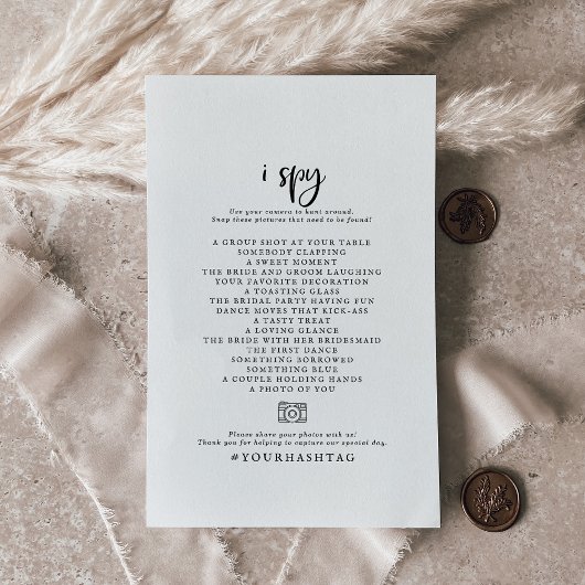 Prospectus 14 Cm X 21,6 Cm Script rustique I Spy Mariage Photo Scavenger