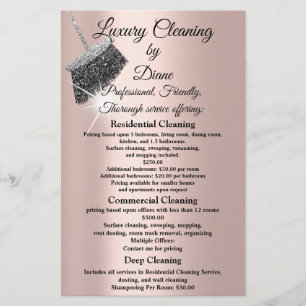 Prospectus 14 Cm X 21,6 Cm Service de nettoyage Jasmine Maison de garde Rose