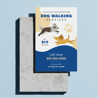 Prospectus 14 Cm X 21,6 Cm Services de marche pour chiens mignons Affaires