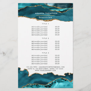 Prospectus 14 Cm X 21,6 Cm Services de pierre d'agate sarcelle - Turquoise et