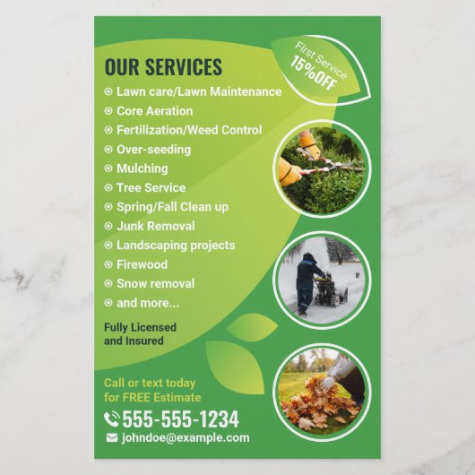 Prospectus 14 Cm X 21,6 Cm Services modernes de jardinage (Dos)