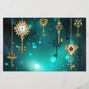 Prospectus 14 Cm X 21,6 Cm Skeleton Keys on Green Background