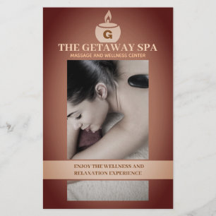 Prospectus 14 Cm X 21,6 Cm Spa and Massage Brown Beige Flyer with Prices