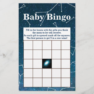 Prospectus 14 Cm X 21,6 Cm Space Star Constellations Baby shower Bingo