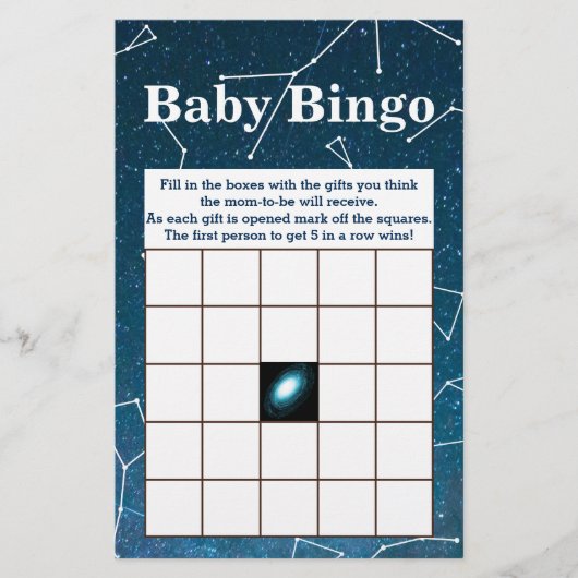 Prospectus 14 Cm X 21,6 Cm Space Star Constellations Baby shower Bingo (Devant)