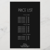 Prospectus 14 Cm X 21,6 Cm Tarif Abstrait noir et blanc (Devant)