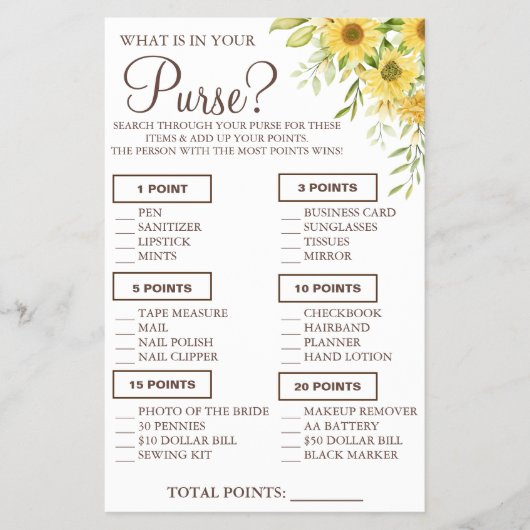 Prospectus 14 Cm X 21,6 Cm Tournesol Qu'est-ce que dans votre sac (Devant)