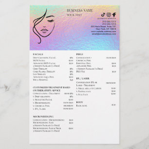 Prospectus 14 Cm X 21,6 Cm TRAITEMENTS DU VISAGE Brochure de salon de beauté