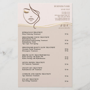 Prospectus 14 Cm X 21,6 Cm TRAITEMENTS DU VISAGE Brochure de salon de beauté