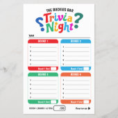 Prospectus 14 Cm X 21,6 Cm Trivia gaming 50 questions answer sheets (Devant)