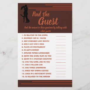 Prospectus 14 Cm X 21,6 Cm Trouvez l'invité, Fête des mariées Game Card Dark 