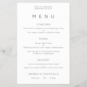 Prospectus 14 Cm X 21,6 Cm Valeur Typographie simple Noir Blanc Mariage Menu