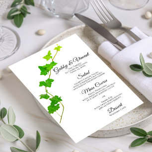 Prospectus 14 Cm X 21,6 Cm Vin Ivy anglais vert sur le menu Mariage blanc