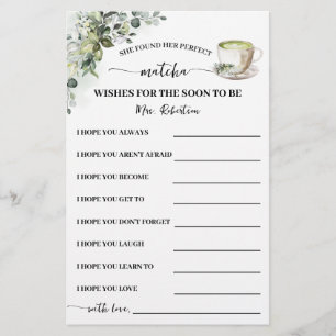 Prospectus 14 Cm X 21,6 Cm Vœux Matcha de Verdure pour la future Mme Carte