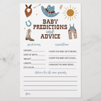Prospectus 14 Cm X 21,6 Cm Western Cowboy Baby shower Conseils et prédictions