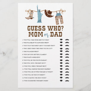 Prospectus 14 Cm X 21,6 Cm Western Cowboy Baby shower Devinez Qui Joue