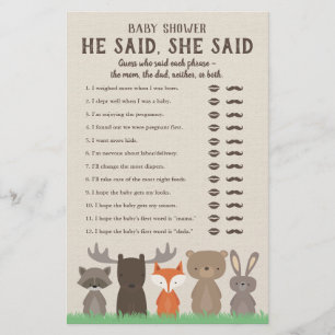 Prospectus 14 Cm X 21,6 Cm Woodland Baby shower Il A Dit Qu'Elle A Dit Cartes