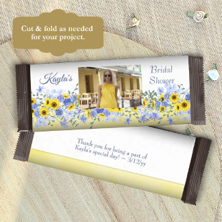 Prospectus 14 Cm X 21,6 Cm Yellow, Light Blue Bridal Shower Candy Bar Label