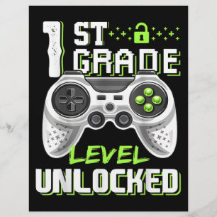 Prospectus 21,6 Cm X 24,94 Cm 1st Grade Level Unlocked Gamer First Day Of School