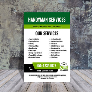 Prospectus 21,6 Cm X 24,94 Cm 24h/24, 7j/7 Handyman & Plumbing Services BLACK GR