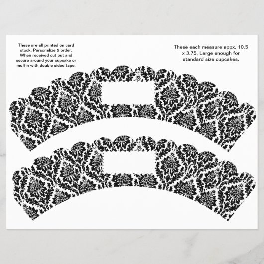 Prospectus 21,6 Cm X 24,94 Cm 2 Damask design Custom Cupcake Wrappers (Devant)