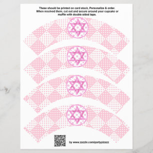 Prospectus 21,6 Cm X 24,94 Cm 4 Fille Rose Bat Mitzvah Emballages de Cupcake Per