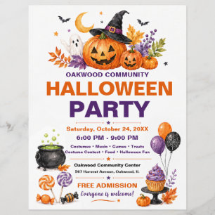 Prospectus 21,6 Cm X 24,94 Cm Affiche de fête d'Halloween communautaire