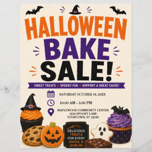Prospectus 21,6 Cm X 24,94 Cm Affiche de vente de pâtisseries d'Halloween