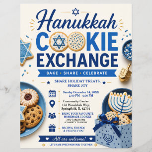 Prospectus 21,6 Cm X 24,94 Cm Affiche d'échange de cookies de Hanoukka