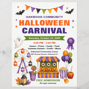 Prospectus 21,6 Cm X 24,94 Cm Affiche du carnaval d'Halloween communautaire