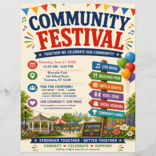 Prospectus 21,6 Cm X 24,94 Cm Affiche du festival communautaire