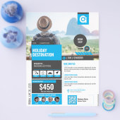 Prospectus 21,6 Cm X 24,94 Cm Agence de Voyage Circulaire Modèle bleu (Simple)