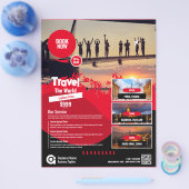 Prospectus 21,6 Cm X 24,94 Cm Agence de Voyage Circulaire Modèle rouge (Simple)