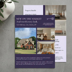 Prospectus 21,6 Cm X 24,94 Cm Agent Immobilier Classique Liste Clé Violet