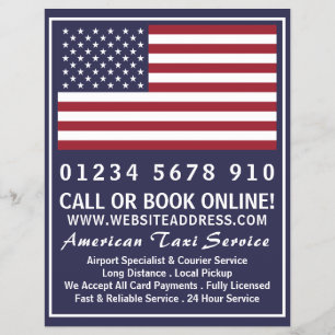 Prospectus 21,6 Cm X 24,94 Cm American Taxi Firm Flag with Price List