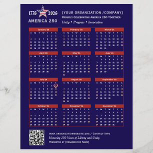 Prospectus 21,6 Cm X 24,94 Cm Amérique 250 Patriotic Blue 2026 Calendrier Keepsa
