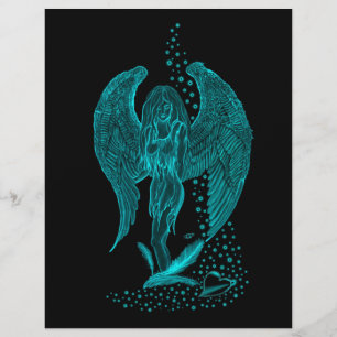 Prospectus 21,6 Cm X 24,94 Cm Angel perdu en amour, noir et vert Design